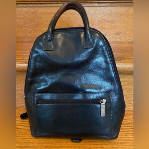 HOBO Black Polished Genuine Leather Purse Backpack